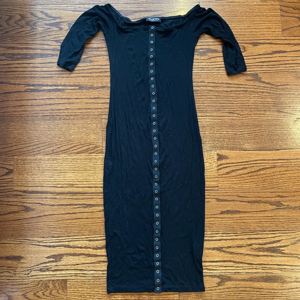 FASHIONNOVA | Black Button Down Midi Dress